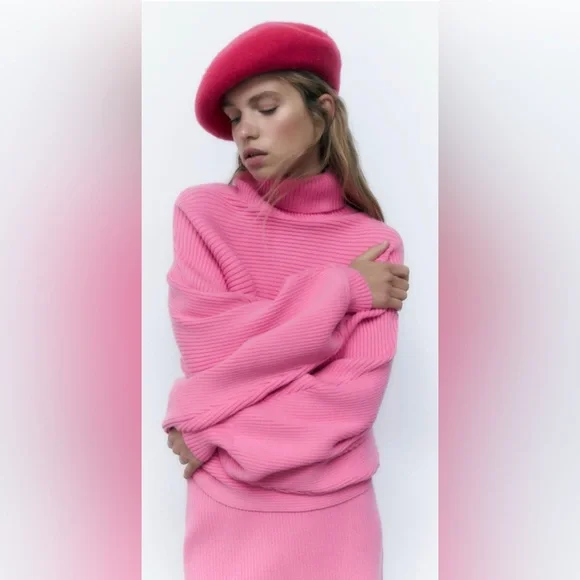 NWT Zara Fuchsia Pink Wool Beret - Picture 12 of 16